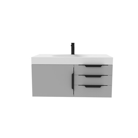 Castello Usa Thames 36-inch Gray Vanity Set with White Top and Black Handles CB-MC-36G-BL-20146-WH
